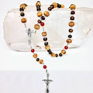 Red Quartz Rosary: Buffalo Bone, Saint&#39;s Hamartia, 19-in