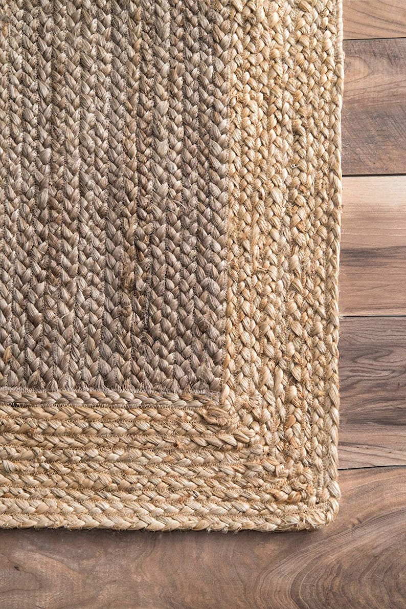 Handmade 2 x 6 Ft Vintage Rag Rug Braided Natural Jute Natural Rug Runner Rug Reversible Rectangle Area Rug Indian Rag Rug Decorative