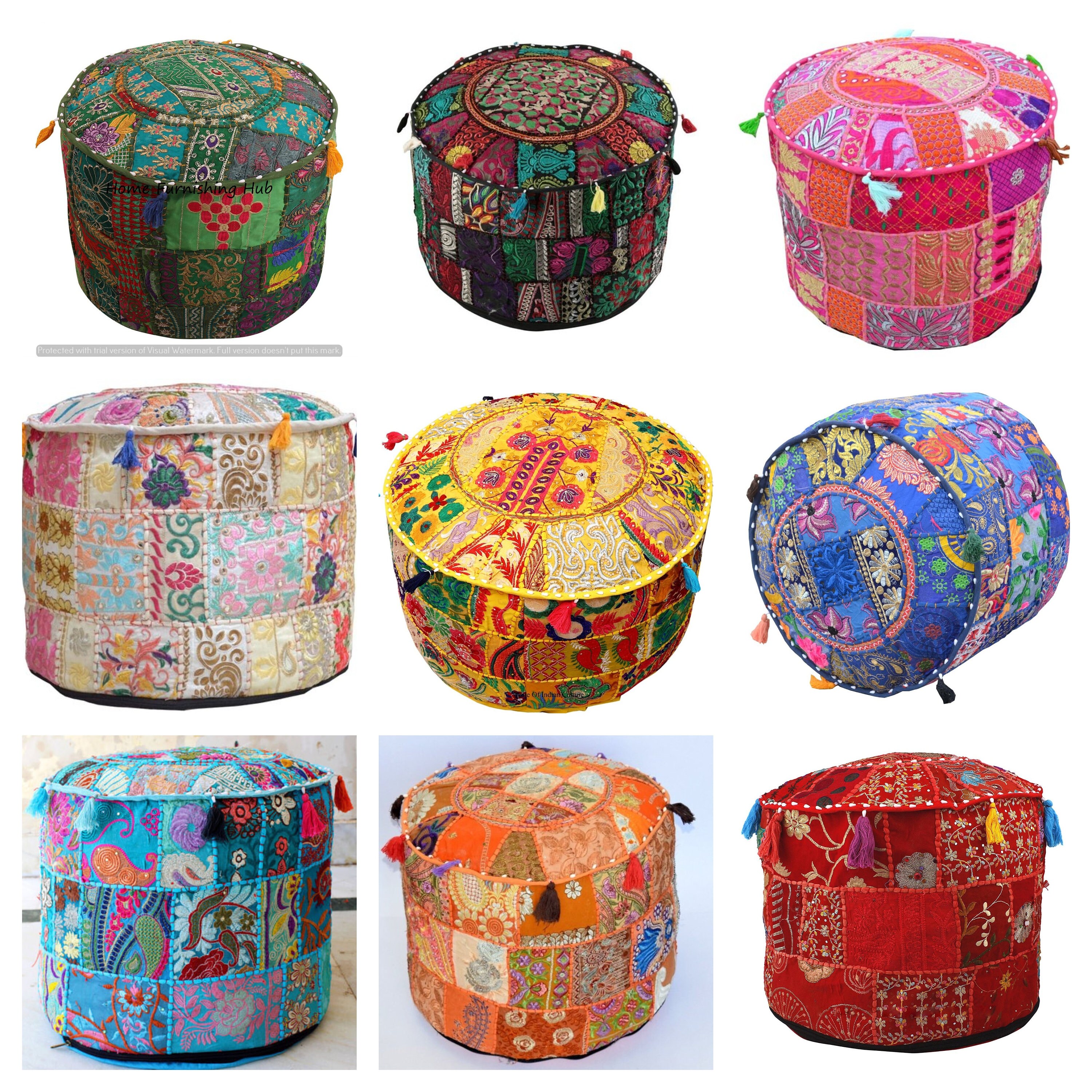 Ottoman Pouf Interior Decor Pouf Indian Bohemian Footstool Etsy