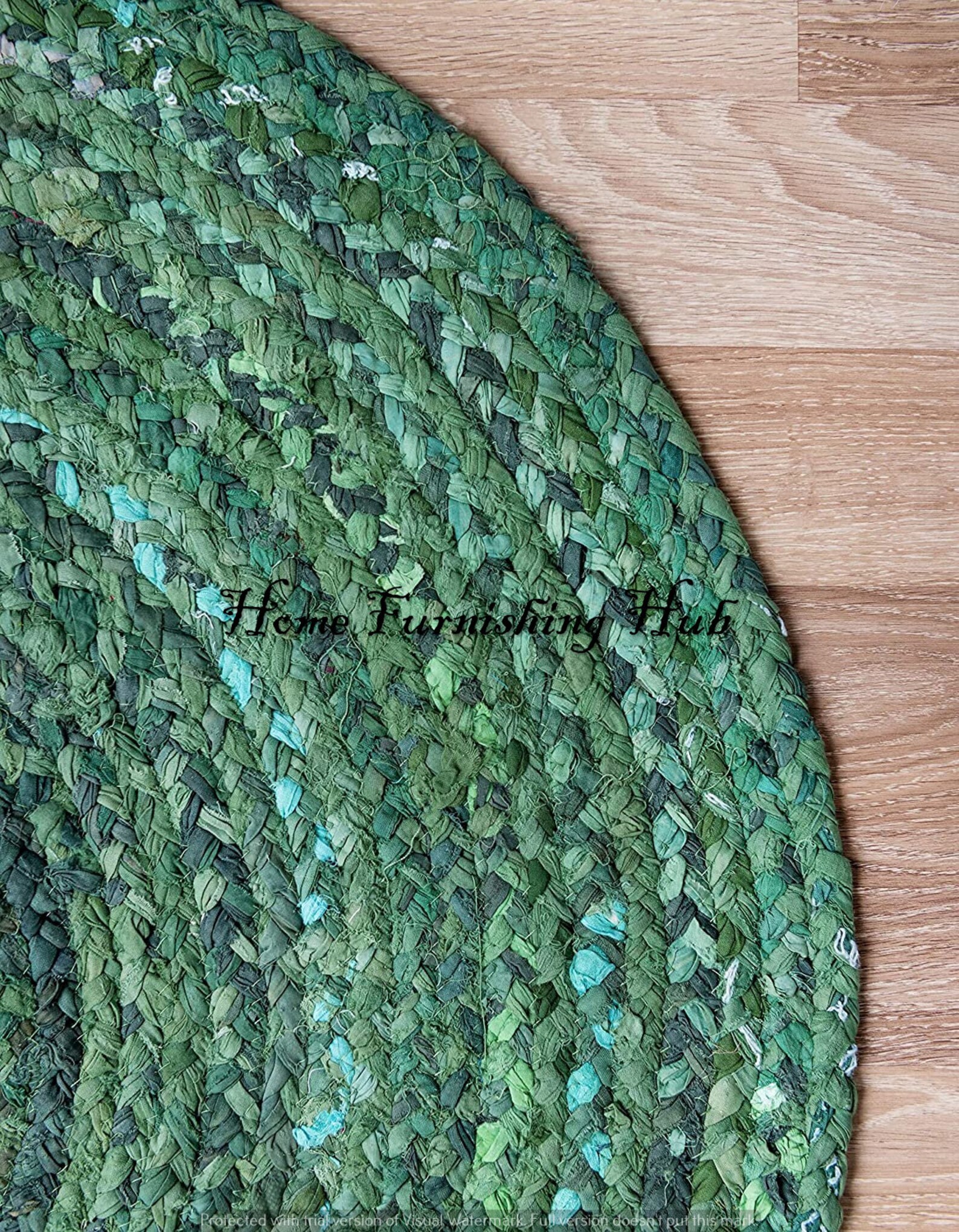 Green Braided Reversible Braided Bohemian Colorful Chindi Rug Etsy