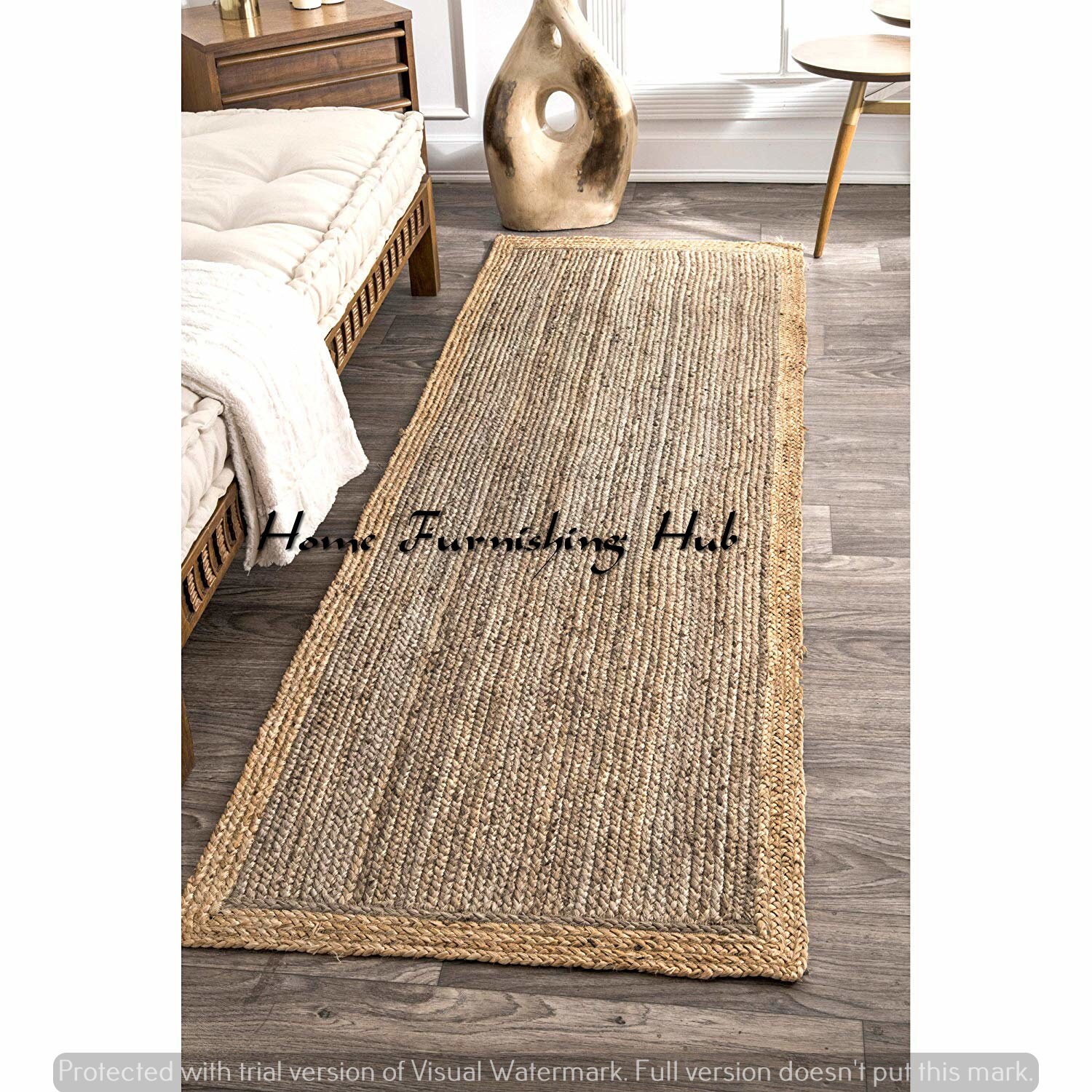2 x 4 ft Handmade Dark Jute Runner Natural Rug Vintage Rag Etsy