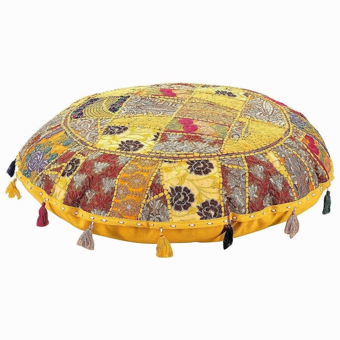 Large Floor Cushion Patchwork Cushion Cover Round Pillowcase Etsy