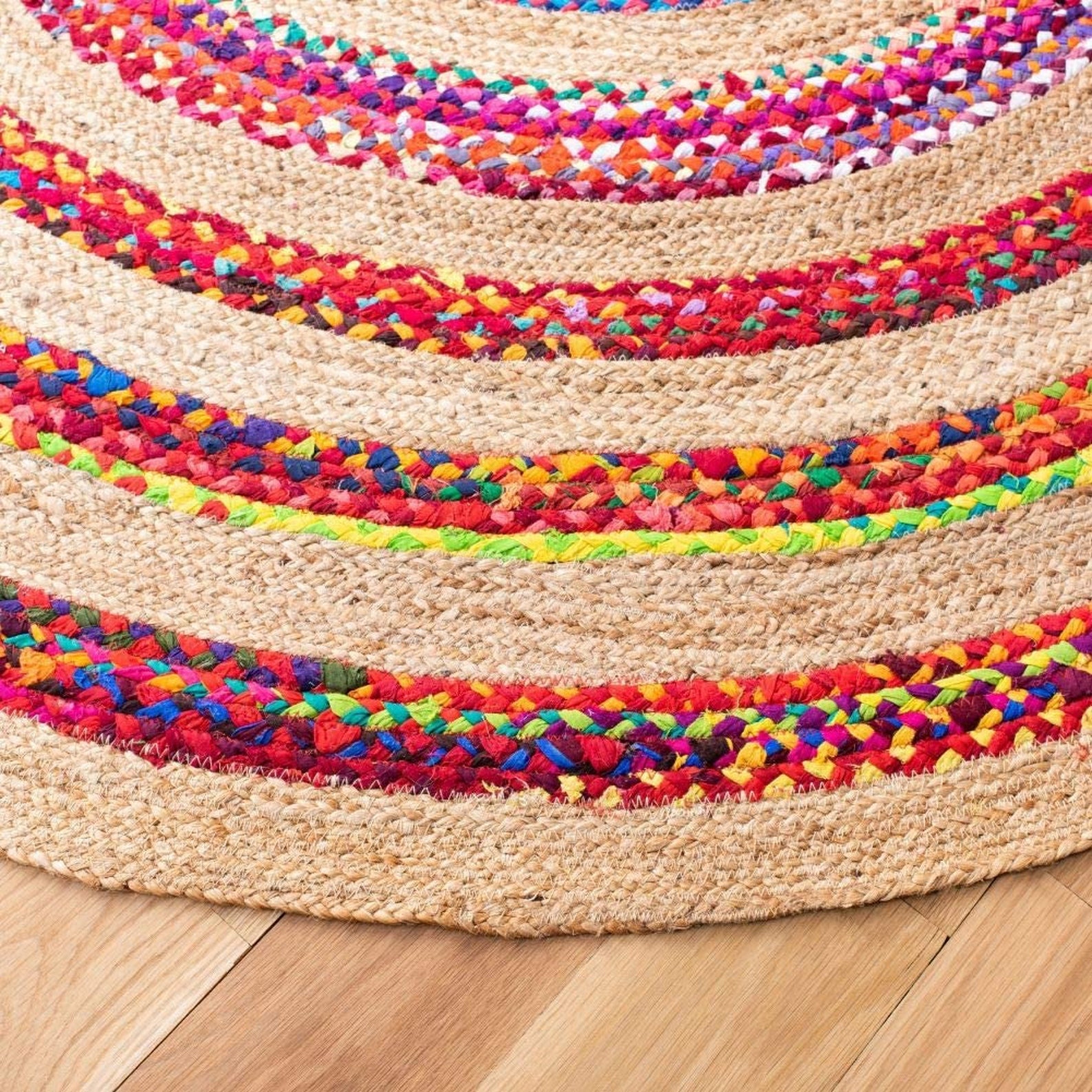 Antique 150 Cm/ 5x5 Ftround Hand Braided Mat Bohemian Cotton Etsy