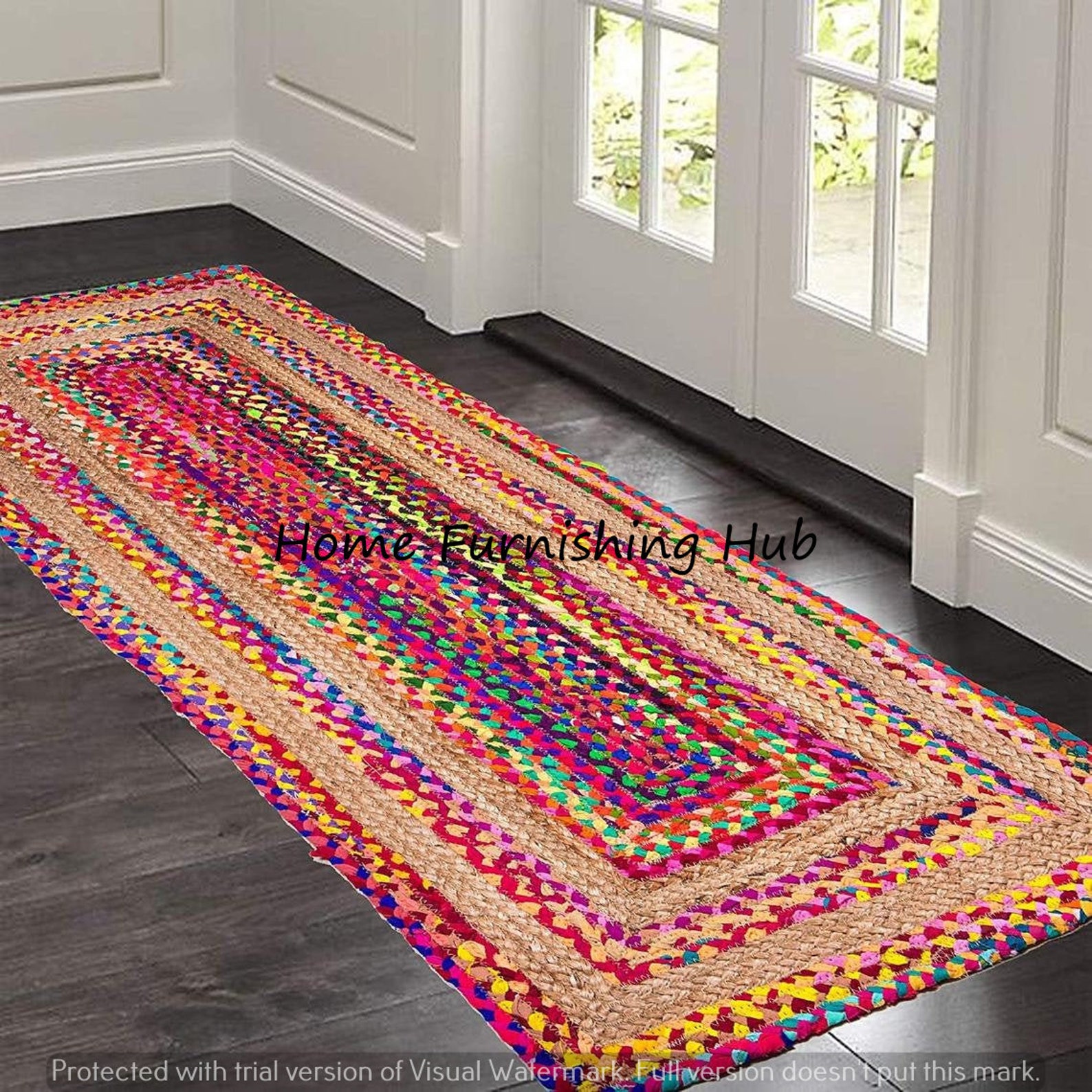 Handmade Rug Reversible Rectangle Natural Rug Cotton Jute Etsy
