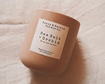 10 oz. "Sea Salt + Orchid" - Hand Poured Soy Wax Candle