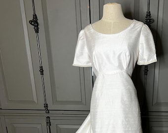 Zijden shantoeng Aline-jurk met vintage stijldetails Maat 8