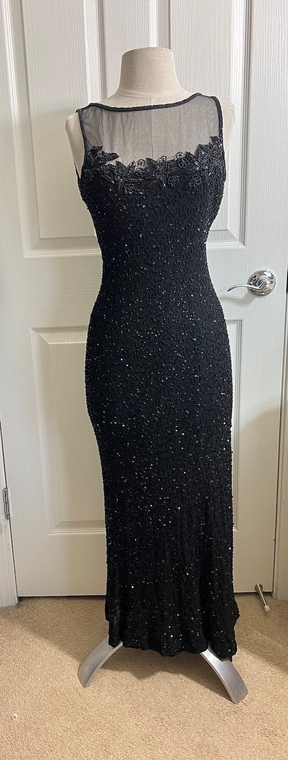 Vintage silk Black beaded wedding dress