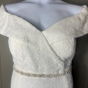 Lace off the shoulder gown by Davids Bridal Size 18