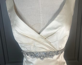 NWT Alvina Valenta Couture zijden fit n flare champagne-jurk maat 6