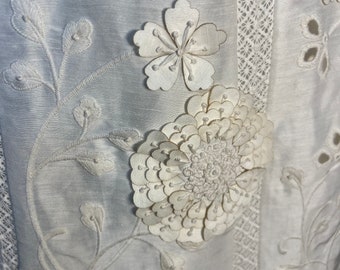 BHLDN neu mit Etikett, Boho-Hochzeitskleid aus Seide und Leinen, Größe 8
