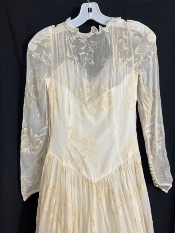 Amazing, wearable late 1930's silk & flocked velv… - image 7