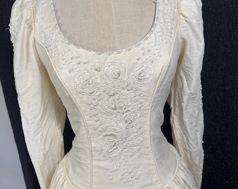 Silk ballgown with lace and pearls late 80s/early 90s Modern day Size 12! Basque waist Never Worn!