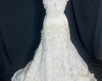 Watters Bride wunderschönes 3D-Blumenhochzeitskleid, Größe 12