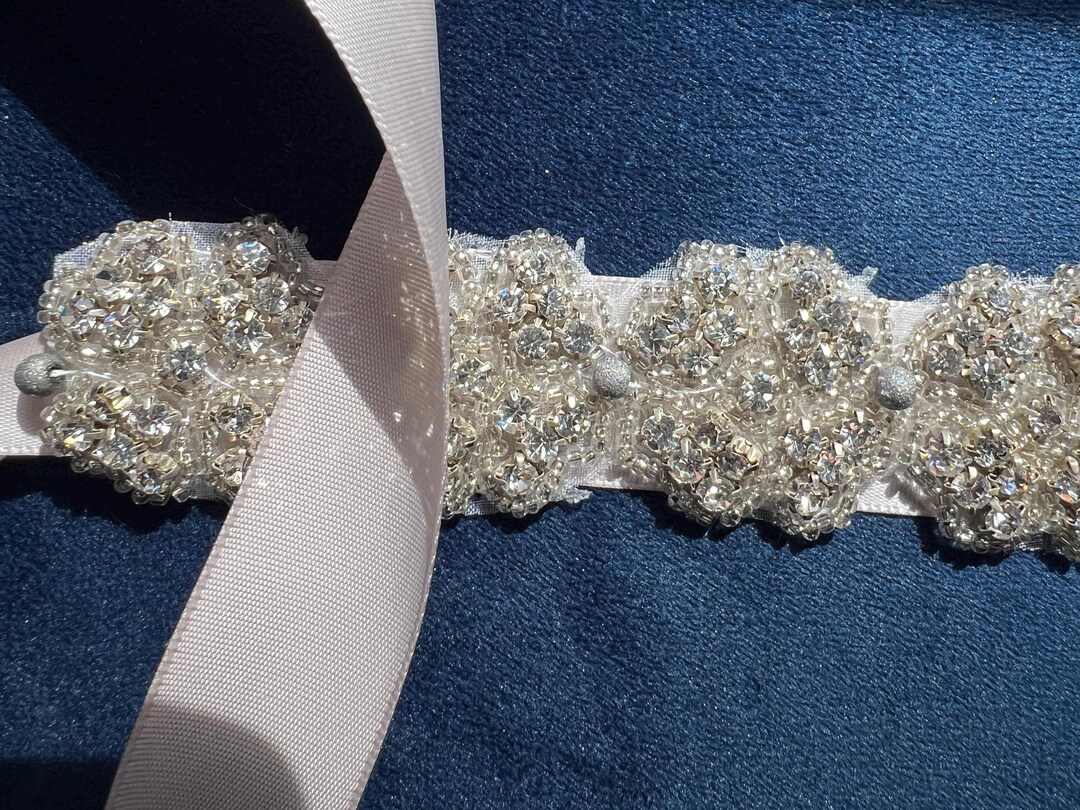 Sparkly Rhinestone Belt on Satin Ribbon - Etsy