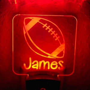 Personalized LED Football Night Light | 7 Color Changing | Plug in Night Light | Name Light | Children&#39;s Night Light | Kids Room Light