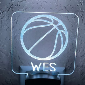Personalized LED Basketball Night Light | 7 Color Changing | Plug in Night Light | Name Light | Children&#39;s Night Light | Kids Room Light