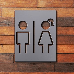 Restroom Sign / Water Closet Sign / Modern Bathroom Sign / Toilet Sign / Bathroom Sign / Men / Women / Steel / Metal / Men Women 1