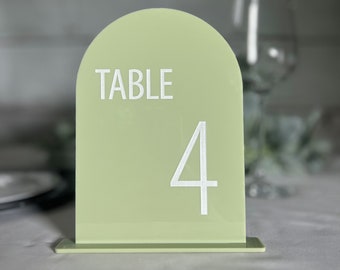 Personalized Arched Acrylic Table Numbers With Wooden Stand | Clear or ...