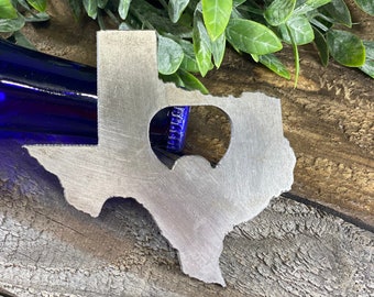 Texas State Bottle Opener - Rustic Home Decor - Wedding Party Favor - Groomsmen Gift - Kitchen Tool - Raw Steel