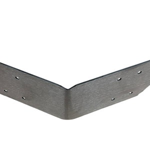 May include: A silver metal corner brace with a textured finish and multiple holes for attaching screws.