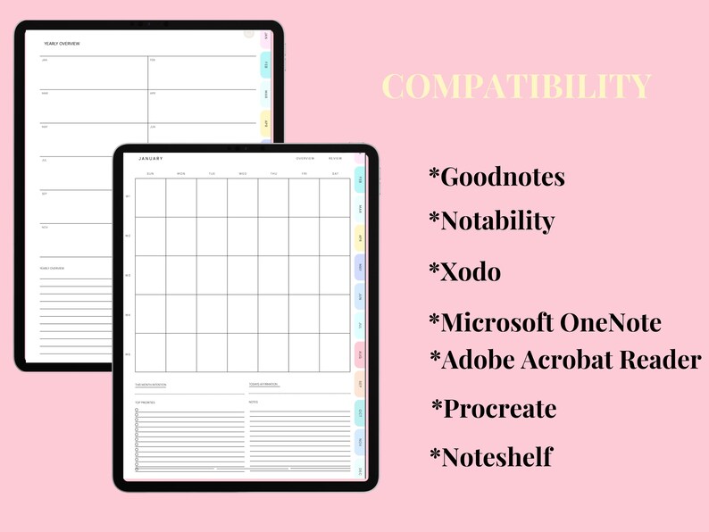 Undated Digital Planner: Goodnotes & Notability Compatible - Etsy