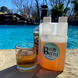 16 oz Booze Bottle - The Ultimate Liquor Storage Flask & Shot Glass all in One - Can be Personalized