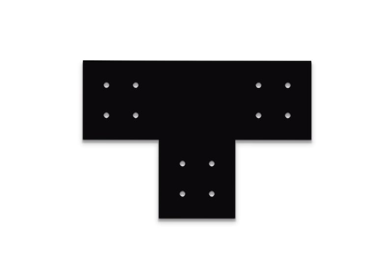 May include: Black metal T-shaped bracket with multiple holes for attaching to a surface.