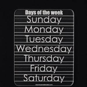 Customizable Acrylic Learning Board: Preschool Education Supplies Days of the Week