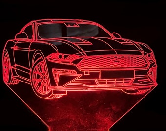 Mustang 3D LED Lamp: Customizable Color Changing Night Light