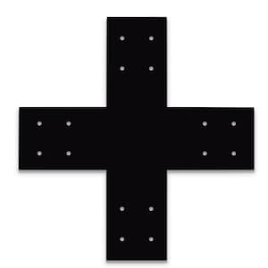 May include: Black metal cross-shaped bracket with multiple holes for attaching to a surface.