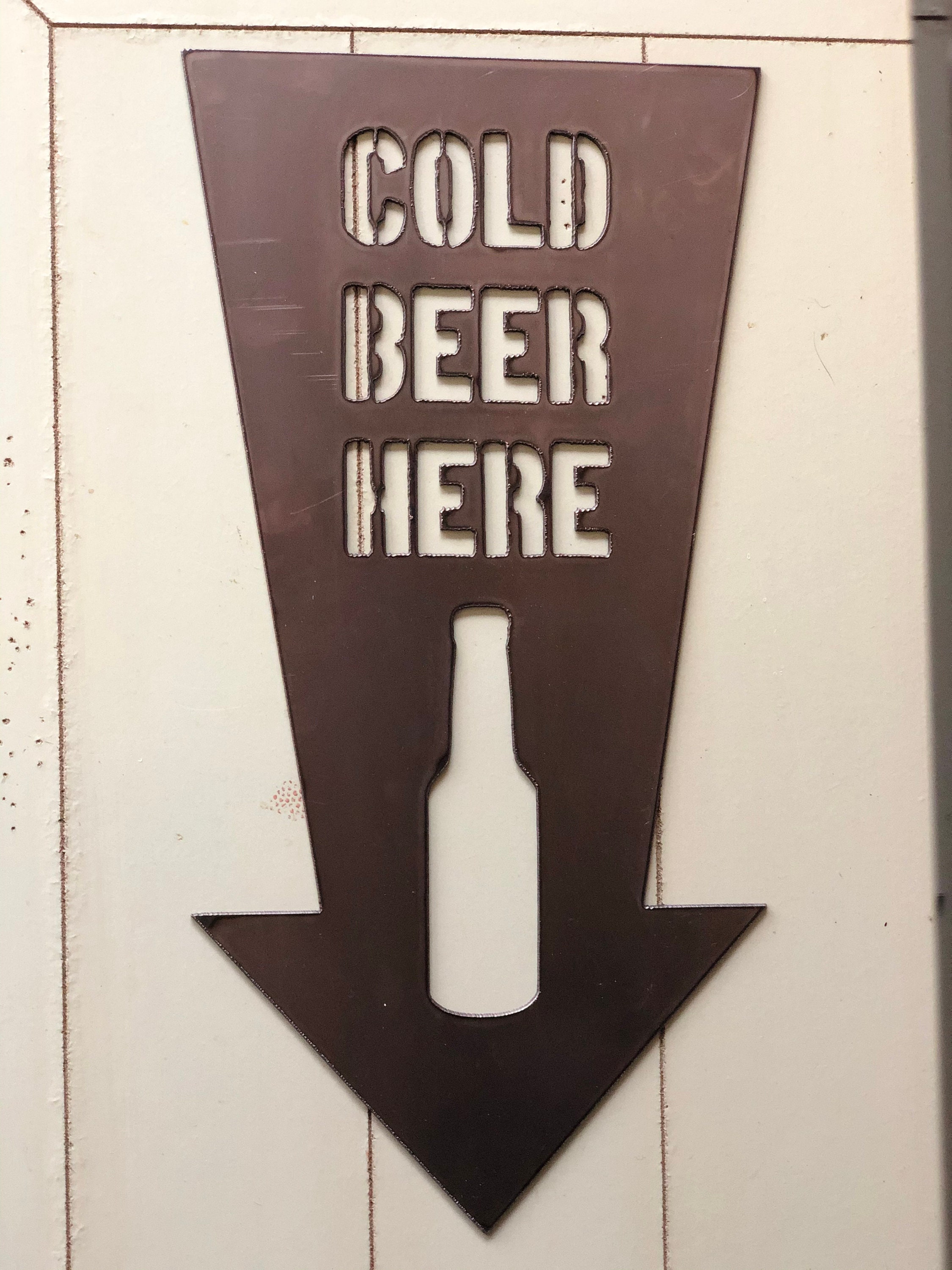 Cold Beer Here Metal Sign Man Cave Bar Sign Cold Beer Arrow Etsy