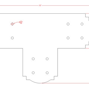 May include: A white metal bracket with eight holes for mounting. The bracket is 15 inches wide, 6 inches tall, and 10 inches deep. The bracket has a T-shape with a rounded top and bottom.