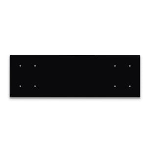 May include: Black metal rectangular plate with four evenly spaced holes.