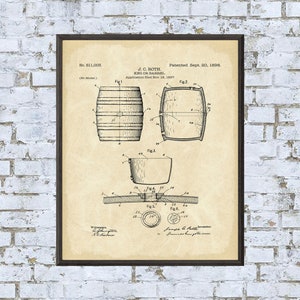 Digital Keg Patent Drawing - 7 Backgrounds Included - Beer Lover Gift - Instant Download