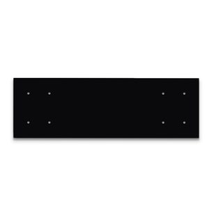 May include: Black metal rectangular plate with four evenly spaced holes.