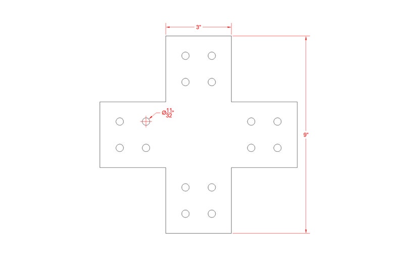 Structural Design X Bracket for 4x4 Post, 4x4 Bolt Plate, 4 Inch X ...
