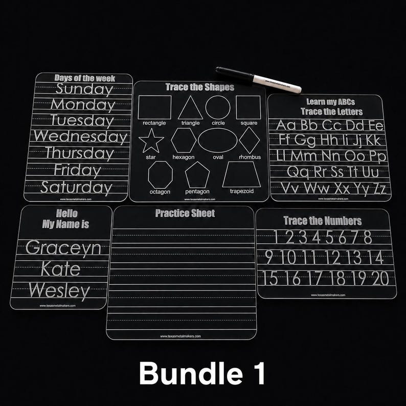 Customizable Acrylic Learning Board: Preschool Education Supplies Bundle 1