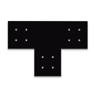 May include: Black metal T-shaped bracket with multiple holes for attaching to a surface.