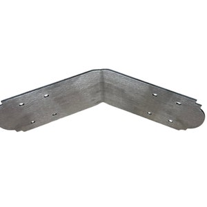 May include: Silver metal corner brace with decorative edges and multiple holes for attaching to wood.