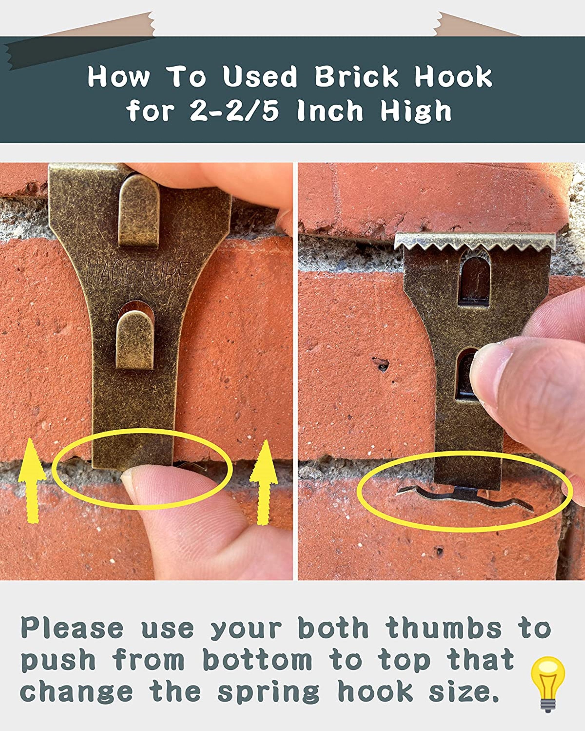 2Pcs Brick Hook Clips Brick Wall Clips For Hanging Leveling
