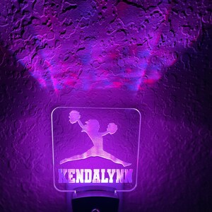 Personalized LED Cheerleader Night Light | 7 Color Changing | Plug in Night Light | Name Light | Children&#39;s Night Light | Kids Room Light