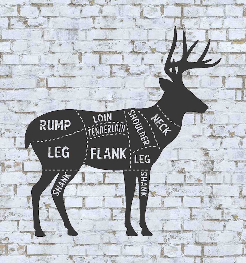 Deer Processing Sign Deer Meat Cut Chart Venison Butcher Etsy