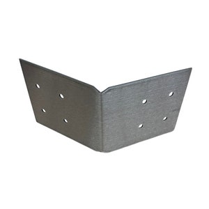 K&ouml;nnte beinhalten: Eine silberne Eckverbindung aus Metall mit sechs L&ouml;chern f&uuml;r Schrauben. Die Verbindung ist dazu bestimmt, Ecken von Holzkonstruktionen zu verst&auml;rken.