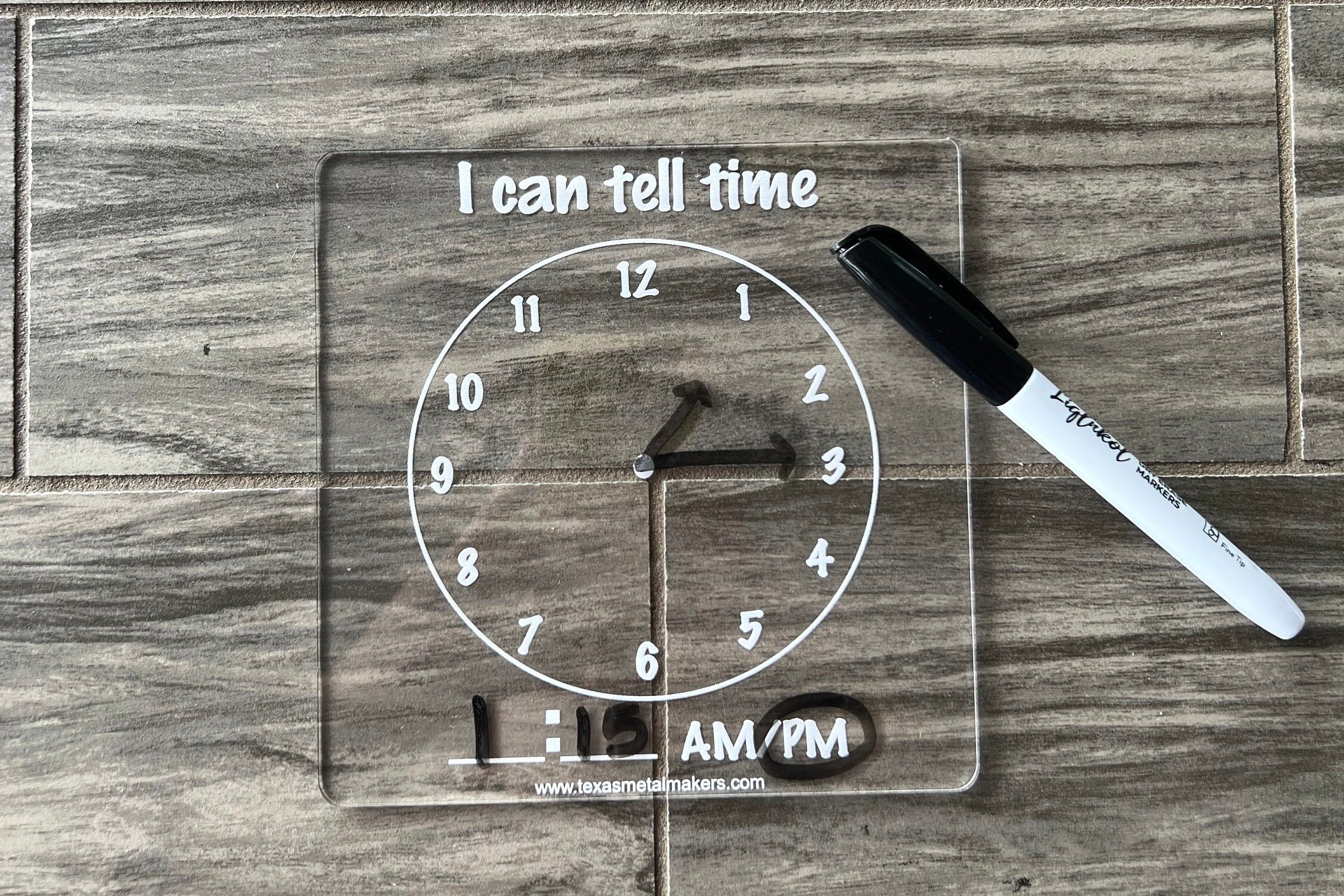 Acrylic Learning Clock: Reusable Dry Erase Time Board - Etsy