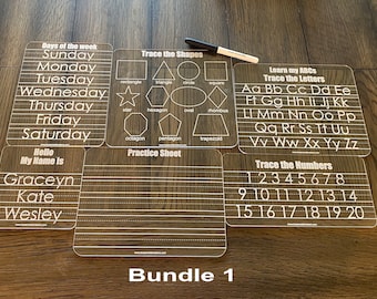 Customizable Children Acrylic Learning Boards, Dry Erase Learning Board, Reusable Personalized Boards, Preschool, Education Supplies