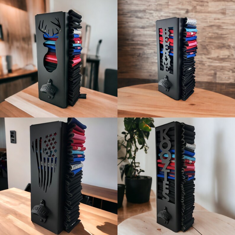 Can Cooler Holder With Bottle Opener: Koozie Organizer - Etsy