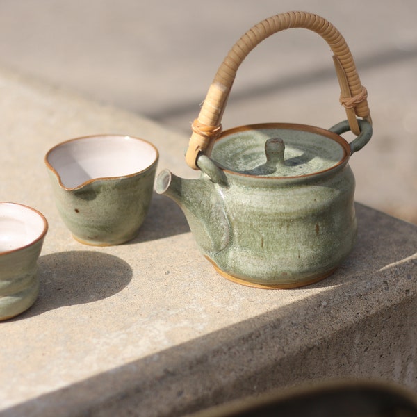 Tea set, 440ml bamboo handle teapot + 145ml pitcher + 130ml teacup