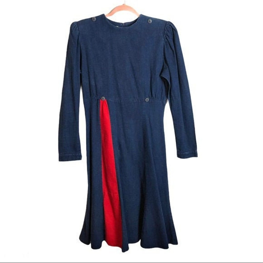 Gunne Sax Jessica Mcclintock Vintage Puff Sleeve Empire Denim Dress - Etsy