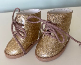 American Girl Doll Gold Sparkle Glitter Boots for 18 inch dolls