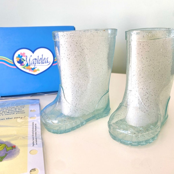 Maplelea Ready for Rainbows Clear Rainboots with glitter with 18 inch dolls